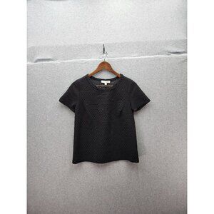 Eri + Ali Black Polka Dot Short Sleeve Blouse
